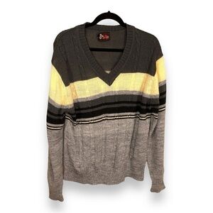 LARGE VINTAGE HI GEAR STRIPED SWEATER COLORBLOCK ACRLYIC 90s